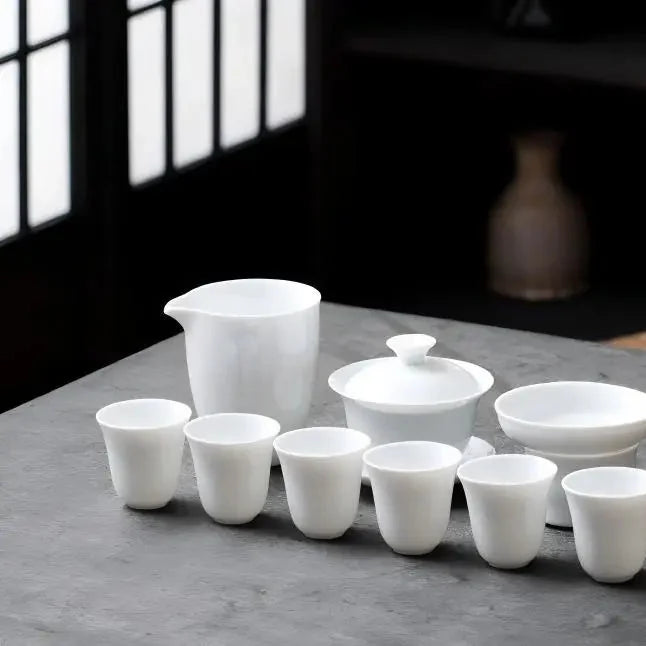 White Porcelain Kung Fu Tea Set product gallery photo 17 for ceramic gongfu tea set